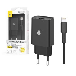 OnePlus EU Wall Charger A6175 with iPhone Cable 1 USB 5V/2.4A Black OnePlus EU Wall Charger A6175 with iPhone Cable 1 USB 5V/2.4A Black